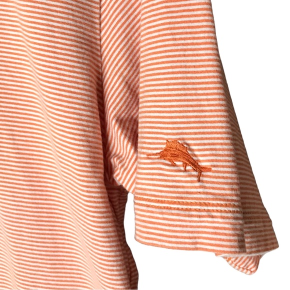 Tommy Bahama Cotton Polo Shirt Orange Cream Stripes Golf Travel Men’s Large - Picture 3 of 11